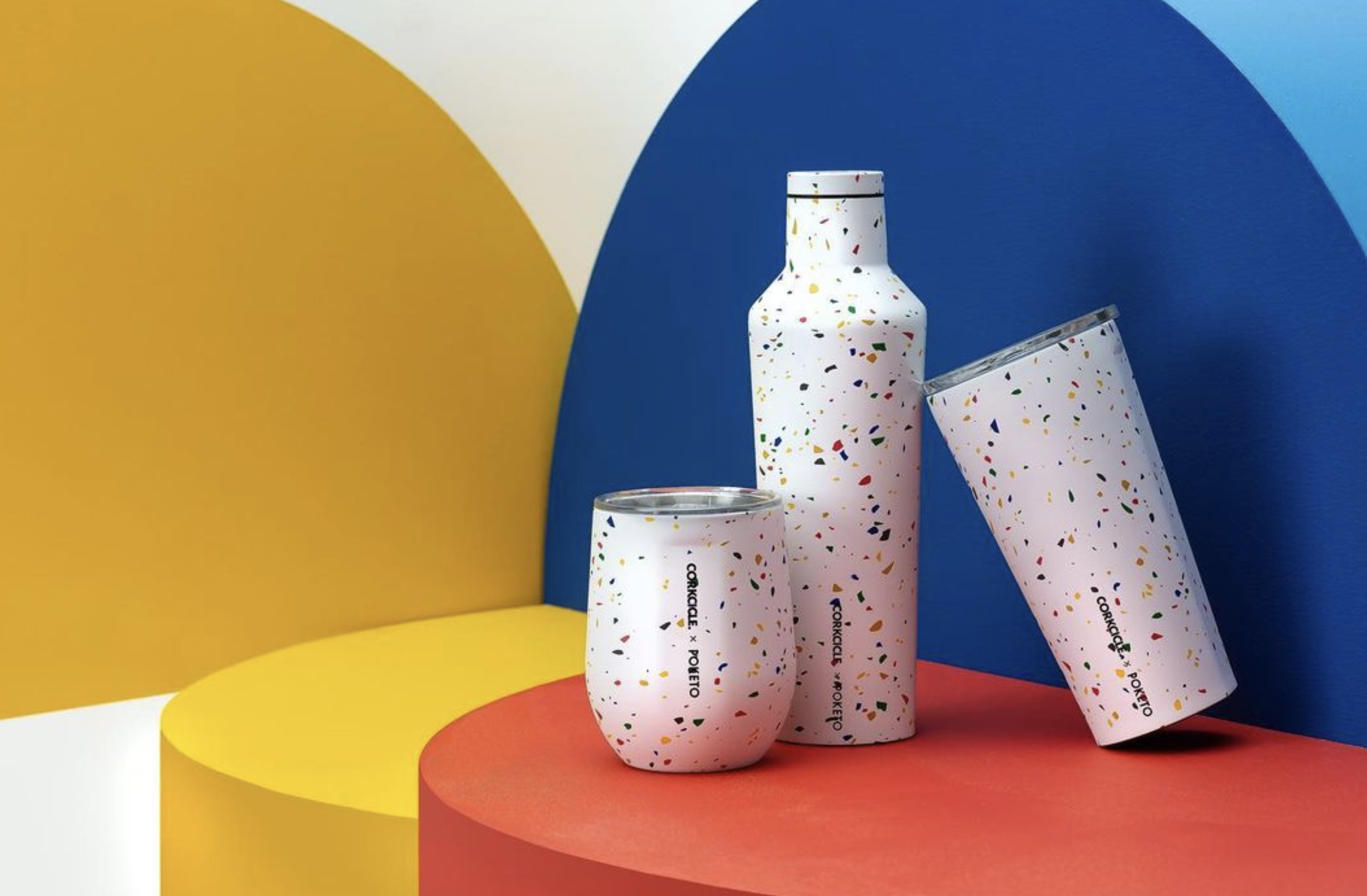 Insulated Stemless Cup with Lid - Blue Confetti KITCHEN | CL Corkcicle